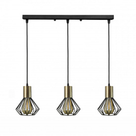 Светильник лофт MSK Electric Diadem подвесной на планке с бронзовым патроном NL 2215-3 BK+BN