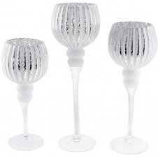 Интерьерные подсвечники в наборе 30см 35см 40см Ero Silver White DP218755 BonaDi