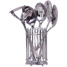 Набор кухонных аксессуаров Crystal 6 предметов в металлическом стакане Kamille DP37511