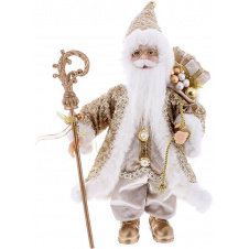 Декоративный Santa в цвете шампань с посохом и подарками BonaDi 30см DP219417