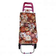 Тачка сумка на колесах 94 см Stenson MH-1901 flowers pink