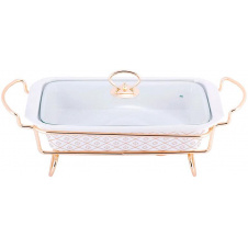 Мармит Food Warmer In Gold керамическая форма 2.5л 36.5см с подогревом Kamille DP37033
