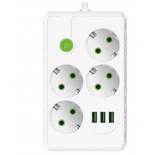Подовжувач UA Power 2 м 4 розетки 3 USB F15U Білий