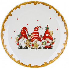 Новогодняя тарелка Gnomes with gingerbread 24х2.4 см BonaDi Разноцветный DP232362