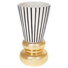 Ваза ceramic Kamarin 25.3см Black смуги із золотом Bona DP67928