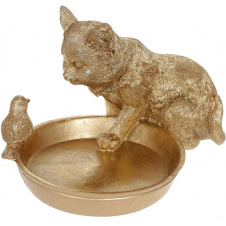 Подставка для ювелирных изделий Bona Kitten with a bird 14х17.5х24 см Золотая DP119974