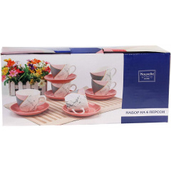 Кофейный набор на 6 персон 240мл Pink-Gray Marble Bona DP118087 Чернигов