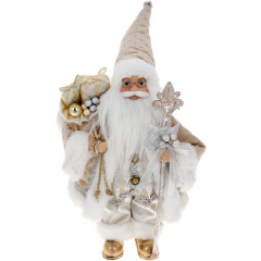 Декоративний Santa в кольорі шампань з подарунками та палицею 30 см BonaDi DP219407 Нова Прага