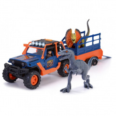 Іграшковий позашляховик Dickie Toys Jeepster Commander та 2 фігурки динозаврів Різнокольоровий (OL218368) Вишневе