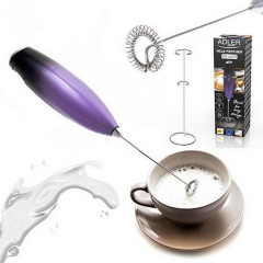 Капучинатор ручний з підставкою Adler AD 4499 Black/Violet Вишневе