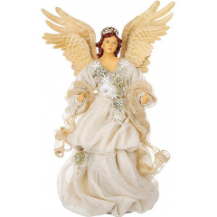 Статуетка Christmas White Angel з квітами 29х18х41 см BonaDi Різнокольоровий DP231183 Хмельницький