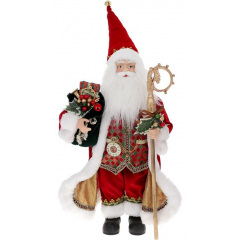 Декоративный Santa в красно-зеленом цвете с посохом и подарками 45см BonaDi DP219436 Запорожье
