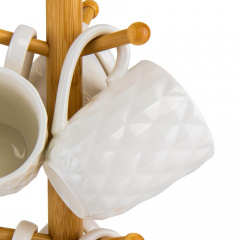 Кружки в наборе White Romb 6 штук на бамбуковой подставке 250ml AL219036 Lefard Киев