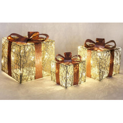 Декоративная композиция - 3 коробки 15х20см, 20х25см, 25х30см с LED-подсветкой, шампань с розовым BonaDi DP69601 Чернигов