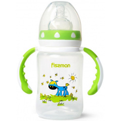 Бутылочка для кормления детская Baby Ослик на поляне 240 мл с ручками Fissman DP43959 Київ