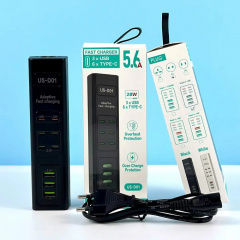 Адаптер UKC US-D01 50W 3USB 110-265V Черный Житомир
