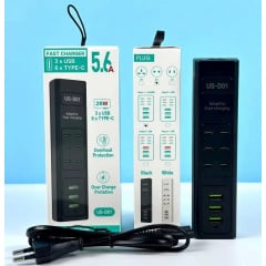 Адаптер UKC US-D01 28W 3USB 5.6A 110-265V Черный Самбор