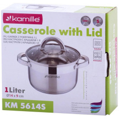 Кастрюля Kamille Mystery 1л со стеклянной крышкой низкая DP36687 Хмельницький