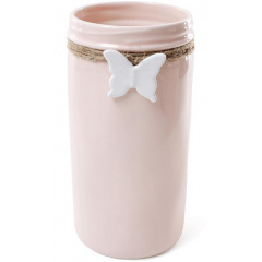Ваза настільна для квітів Flowers Garden Метелик 26 см ceramic, рожевий Bona DP41724 Якимівка