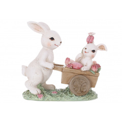 Фігурка інтер'єрна Rabbits with tulips 13x6x12 cm BonaDi Суми