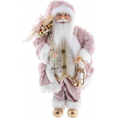 Декоративний Santa в кольорі куряча троянда з подарунками та ліхтарем 45см BonaDi DP219405 Бровари