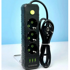 Удлинитель No Brand F43U USB 4 м 3 розетки черный Виноградов