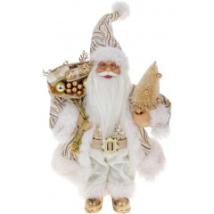 Декоративний Santa в біло-золотистому кольорі з ялинкою та подарунками BonaDi 30см DP219431 Буча