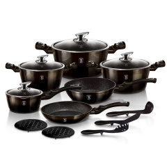 Набор посуды Berlinger Haus Metallic Line Shiny Black Edition 18 предметов (BH-6614) Киев