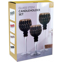 Декоративные стеклянные подсвечники Golden black 3 штуки DP96371 BonaDi Запоріжжя