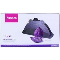 Набор Fissman 3 сложные разделочные доски 28х28см на подставке gray DP37932 Ровно