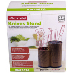 Бревно для ножей пластиковая двойная Kamille Brash Stand Wood 225 мм Коричневый DP38291 Ужгород