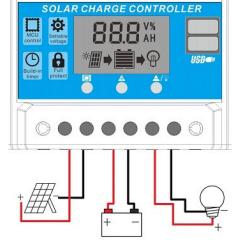 Контролер заряду сонячної батареї CNV KW1230 ШІМ 12-24В 30А Обухів