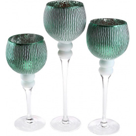 Интерьерные подсвечники в наборе 30см 35см 40см Ferio Green DP218749 BonaDi