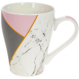 Кружка (чашка) фарфоровая Marble 400мл Pink-Black Bona DP118110