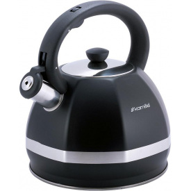 Чайник 3л из нержавеющей стали со свистком черный Kamille DP112959