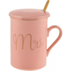 Чашка с крышкой и ложкой Кофейное утро Mrs Pink 380мл DP218645 BonaDi
