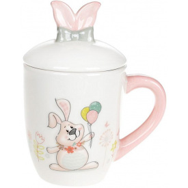 Чашка ceramic с крышкой Bona Веселый кролик 360 мл DP39630