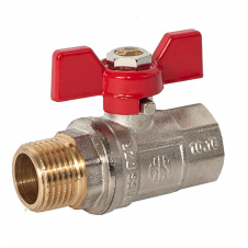 Кран шаровой ASCO 1/2" НВ красная бабочка, с проточкой PN40