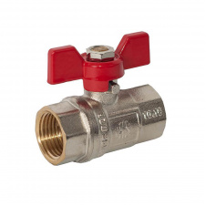 Фото - Кран шаровой ASCO 1/2" ВВ красная бабочка, с проточкой PN40 Кран шаровой ASCO 1/2" ВВ красная бабочка, с проточкой PN40
