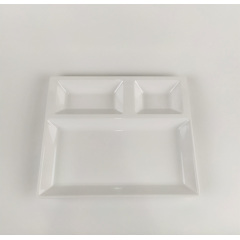 Блюдо для подачи из меламина трехсекционное One Chef 27×22,5×2,5 см Белое Вінниця