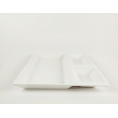 Блюдо для подачи из меламина трехсекционное One Chef 27×22,5×2,5 см Белое Вінниця