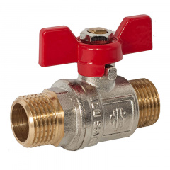 Кран шаровой ASCO 1/2" НН красная бабочка, с проточкой PN40 Винница