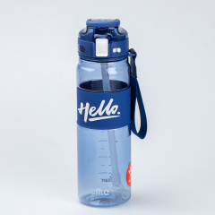 Бутылка для воды спортивная Happy Life Hello 860 мл с ремешком и ручкой синяя (HP17303BL) Винница