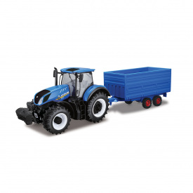 Машинка Bburago farm трактор New Holland з причепом 1:32 Чорно-синій (KD88479)