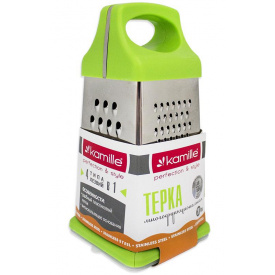 Терка-шинковница 22см 4х гранная с пластиковой ручкой и лотком DP38390 Kamille