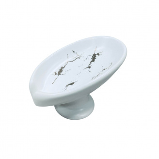 Мильниця керамічна A-PLUS 3988 h - 9,7 см Білий мармур