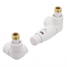 Термостатический комплект Schlosser LUX 1/2"×15 mm Cu головка Mini, угловой правый, белый (603700302)