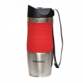Термокухоль з нержавіючої сталі Edenberg 380 мл Сталевий/Червоний (EB-623)