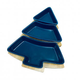 Менажниця на підставці OLens ялинка 8030-354 3-х секційна Синій