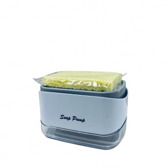 Дозатор для миючого засобу з губкою A-PLUS 5775 14,2х9,8х8,5 см